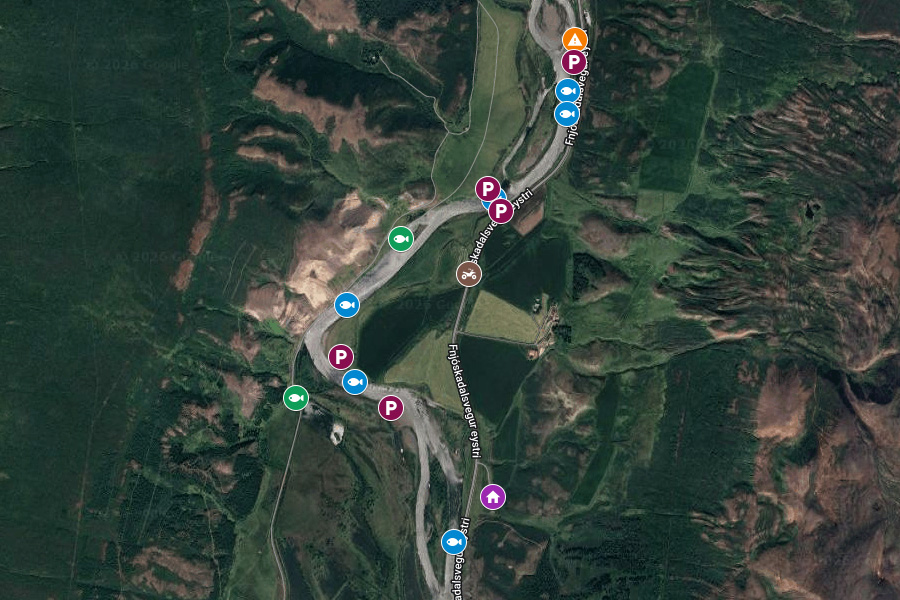 Google Maps - Laxasvæði (Svæði 1 - 4)